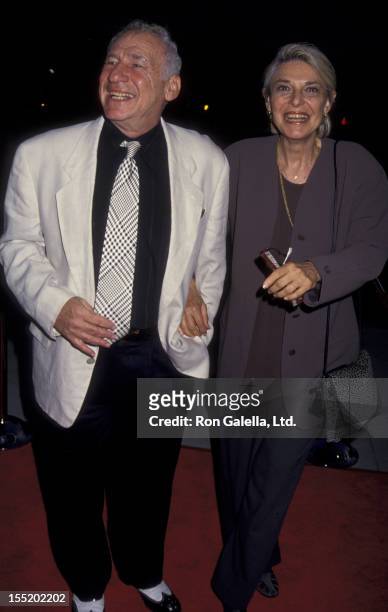 Mel Brooks and Anne Bancroft attend the premiere of "Robin Hood - Men In Tights" on July 23, 1993 at the Academy Theater in Beverly Hills, California.