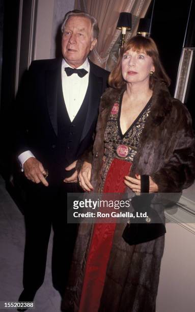 Actor George Gaynes and Allyn Ann McLerie attend Spirit of America Awards Gala on December 12, 1990 at the Beverly Wilshire Hotel in Beverly Hills,...