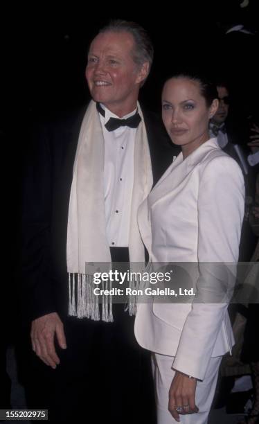 Actor Jon Voight and actress Angelina Jolie attend Vanity Fair Oscar Party on March 25, 2001 at Morton's Restaurant in West Hollywood, California.