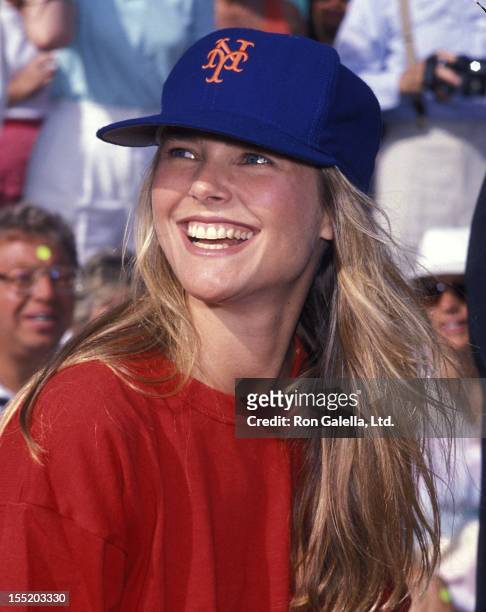 Model Christie Brinkley attends the 25th Annual Artists & Writers Charity Softball Game on August 26, 1989 at Herrick Park in East Hampton, Long...