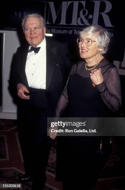 Journalist Andy Rooney and wife Marguerite Rooney attend Museum of Television and Radio Gala Honoring Alan Alda and Barbara Walters on February 8,...