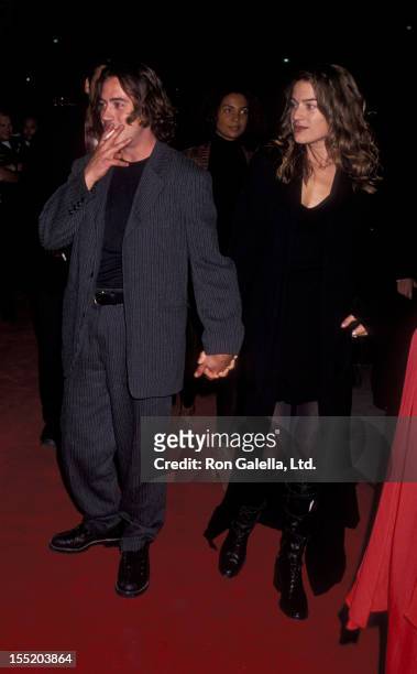 Actor Robert Downey Jr. And wife Deborah Falconer attend the premiere of "Only You" on October 3, 1994 at the Academy Theater in Beverly Hills,...