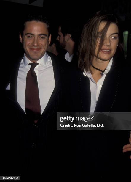 Actor Robert Downey Jr. And wife Deborah Falconer attend the screening of "Chaplin" on December 4, 1992 in Los Angeles, California.