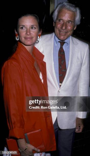 Actor Efrem Zimbalist Jr. And actress Stephanie Zimablist sighted on August 17, 1986 at Chasen's Restaurant in Beverly Hills, California.