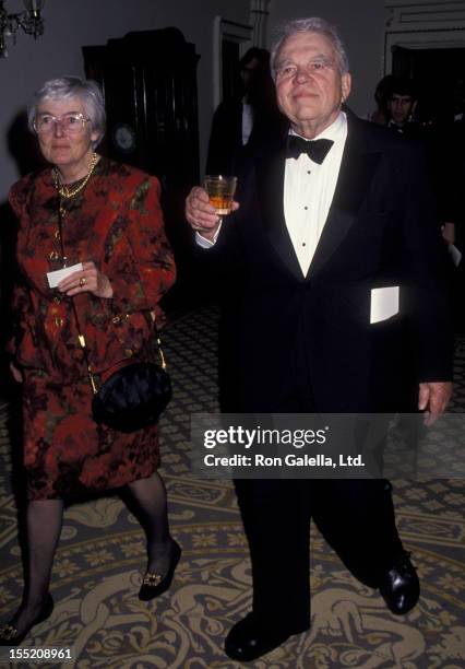 Journalist Andy Rooney and wife Marguerite Rooney attend International Press Freedom Awards on October 21, 1992 at the Pierre Hotel in New York City.