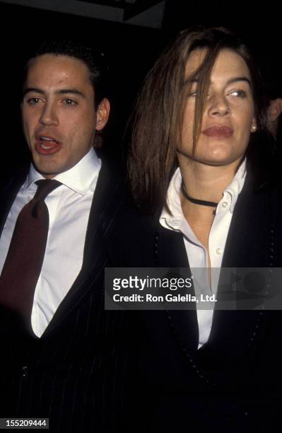 Actor Robert Downey Jr. And wife Deborah Falconer attend the screening of "Chaplin" on December 4, 1992 in Los Angeles, California.