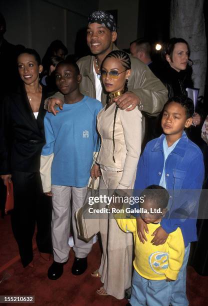 Actor Will Smith, actress Jada Pinkett Smith, son Jaden Smith, Will's son Trey Smith, Will Smith's nephew and Jada's mom Adrienne Banfield attend...