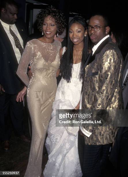 Singer Whitney Houston, singer Brandy and singer Bobby Brown attend the Screening of Walt Disney Television & ABC Present "Cinderella" on October 13,...