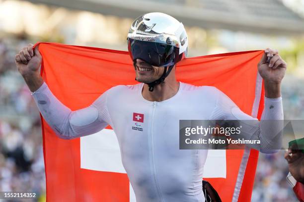 Marcel Hug of team Switzerland competes in Men's 800m T54 final during day nine of the Para Athletics World Championships Paris 2023 at Stade...
