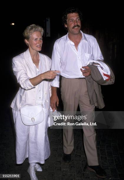 Actress Glenn Close and boyfriend John Starke attend the "Twelfth Night or What You Will" Off-Broadway Play Performance on July 9, 1989 at the...