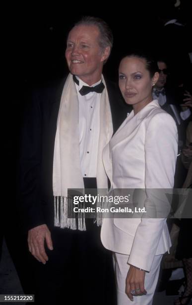 Actor Jon Voight and actress Angelina Jolie attend Vanity Fair Oscar Party on March 25, 2001 at Morton's Restaurant in West Hollywood, California.