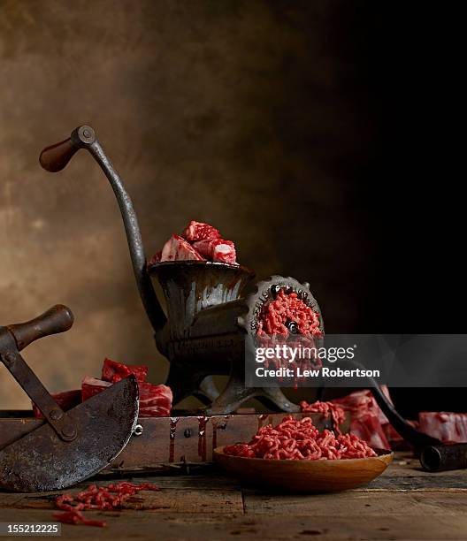 antique meat grinder - grinder stockfoto's en -beelden