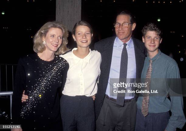 Actress Blythe Danner, actress Gwyneth Paltrow, producer Bruce Paltrow and Jake Paltrow attend "The Prince of Tides" Century City Premiere on...
