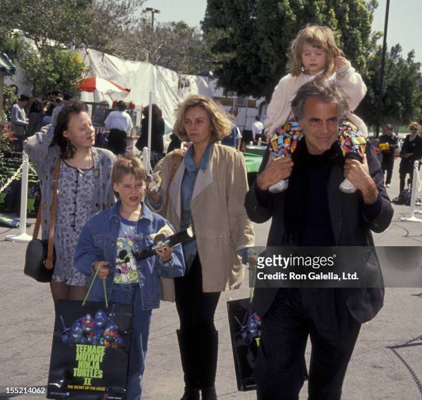 Actor Maximillian Schell, Natasha Schell and family attend the premiere of "Teenage Mutant Ninja Turtles 2" on March 17, 1992 at the Cineplex Odeon...