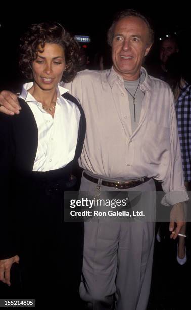 Actor James Caan and Ingrid Hajek attend the premiere of "Honeymoon In Vegas" on August 25, 1992 at Mann Chinese Theater in Hollywood, California.