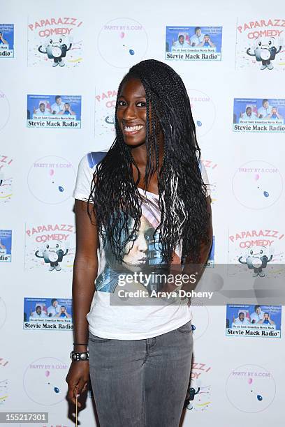 Model/actress Carlina Rebeiro arrives at the Paparazzi Comedy at Jon Lovitz Comedy Club on November 1, 2012 in Universal City, California.