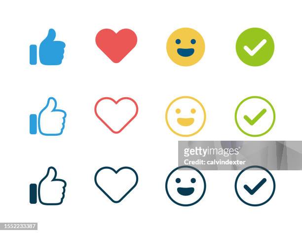 emoticons reactions - smiley face thumbs up stock illustrations