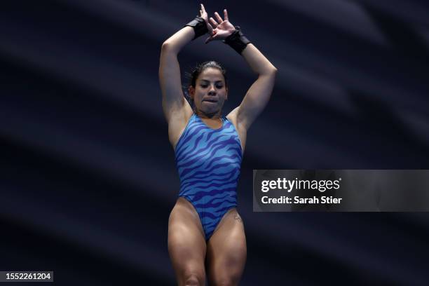 Ingrid Oliveira of Team Brazil competes in the Women's 10m Platform Preliminaries on day five of the Fukuoka 2023 World Aquatics Championships at...