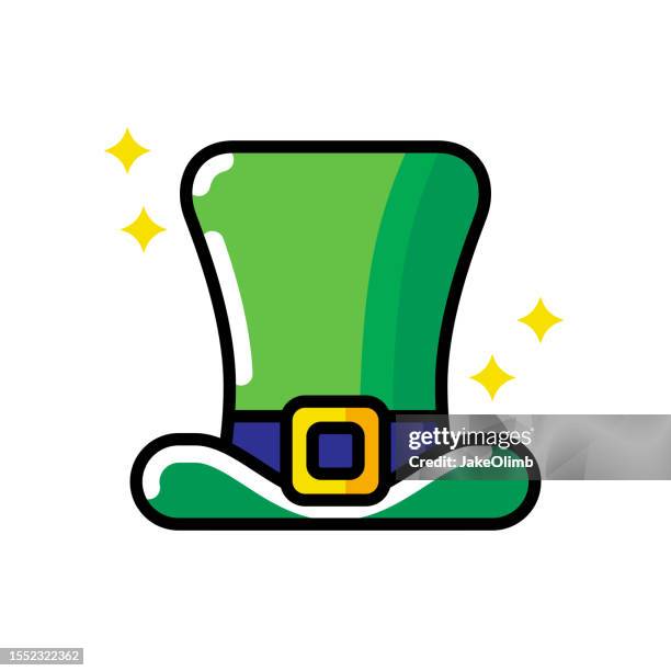 leprechaun hat icon line art - leprechaun stock illustrations