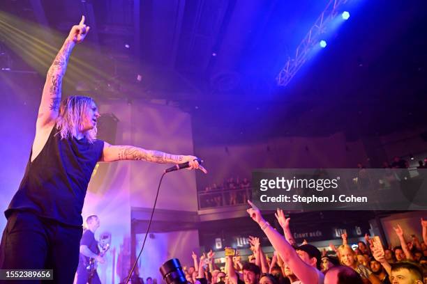 Spencer Chamberlain of the band Underoath performs at Old Forester's Paristown Hall on July 17, 2023 in Louisville, Kentucky.