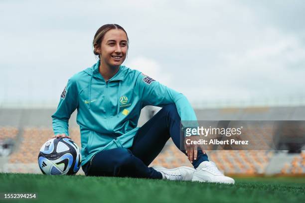 Clare Wheeler poses for a portrait during a Matildas training session ahead of the FIFA Women's World Cup Australia & New Zealand 2023 Group B match...