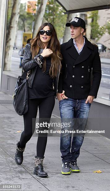 Former Real Madrid football player Guti and his girlfriend Romina Belluscio are seen on November 2, 2012 in Madrid, Spain.