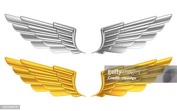 Silver And Gold Wings Against White Background High-Res Stock Photo - Getty  Images