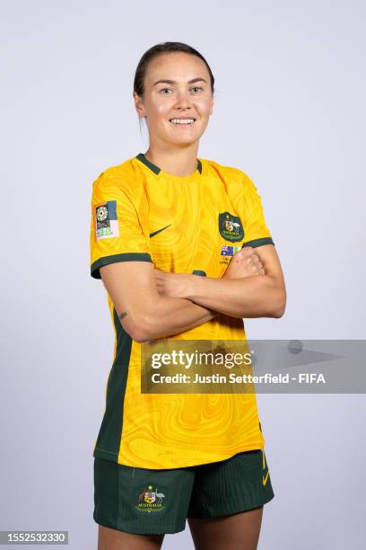 Caitlin Foord of Australia poses for a portrait during the official FIFA Women's World Cup Australia & New Zealand 2023 portrait session on July 17,...