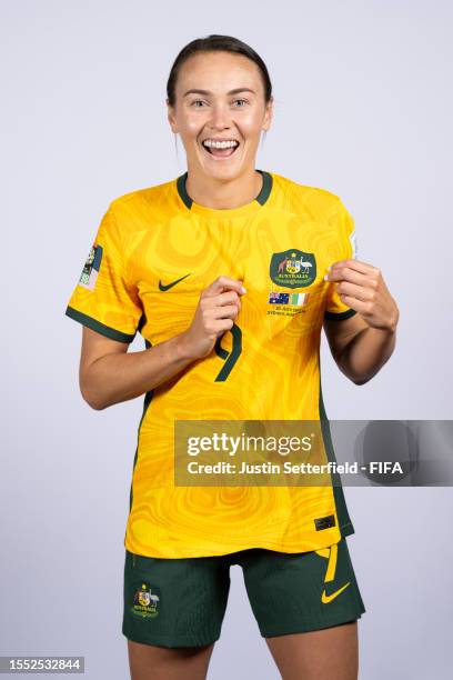 Caitlin Foord of Australia poses for a portrait during the official FIFA Women's World Cup Australia & New Zealand 2023 portrait session on July 17,...