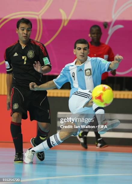 Cristian Borruto of Argentina scores a goal during the FIFA Futsal World Cup Thailand 2012, Group D match between Argentina and Mexico at Nimibutr...