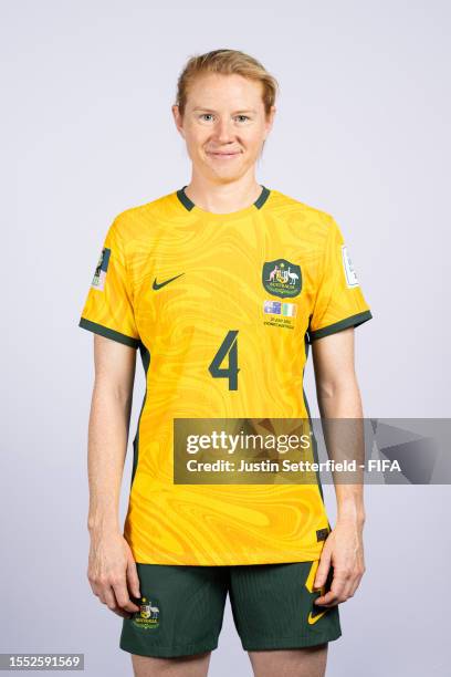 Clare Polkinghorne of Australia poses for a portrait during the official FIFA Women's World Cup Australia & New Zealand 2023 portrait session on July...