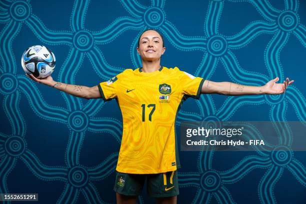 Kyah Simon of Australia poses for a portrait during the official FIFA Women's World Cup Australia & New Zealand 2023 portrait session on July 17,...