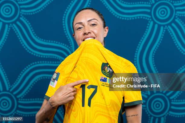 Kyah Simon of Australia poses for a portrait during the official FIFA Women's World Cup Australia & New Zealand 2023 portrait session on July 17,...