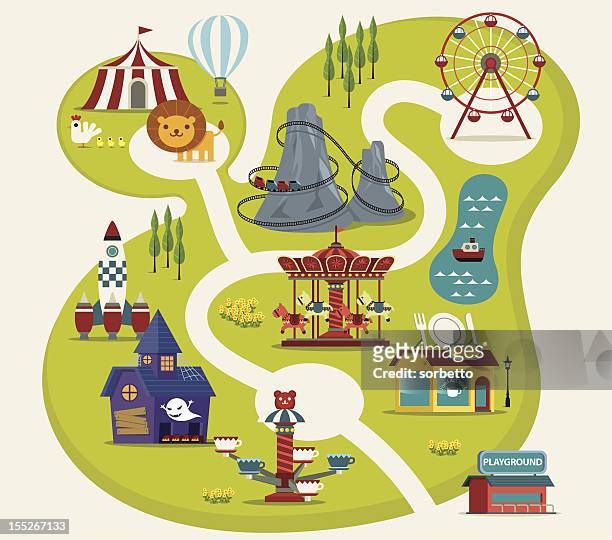 ilustrações de stock, clip art, desenhos animados e ícones de parque de diversões - parque de diversões evento de entretenimento