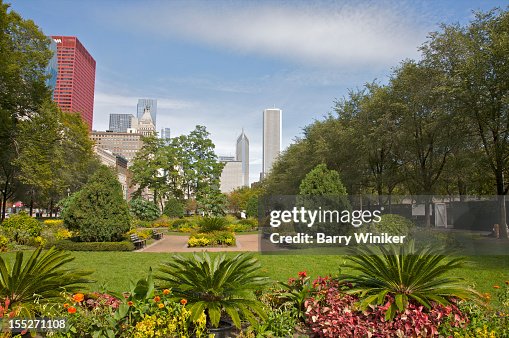 Colorful peaceful downtown park. Colorful peaceful downtown park.