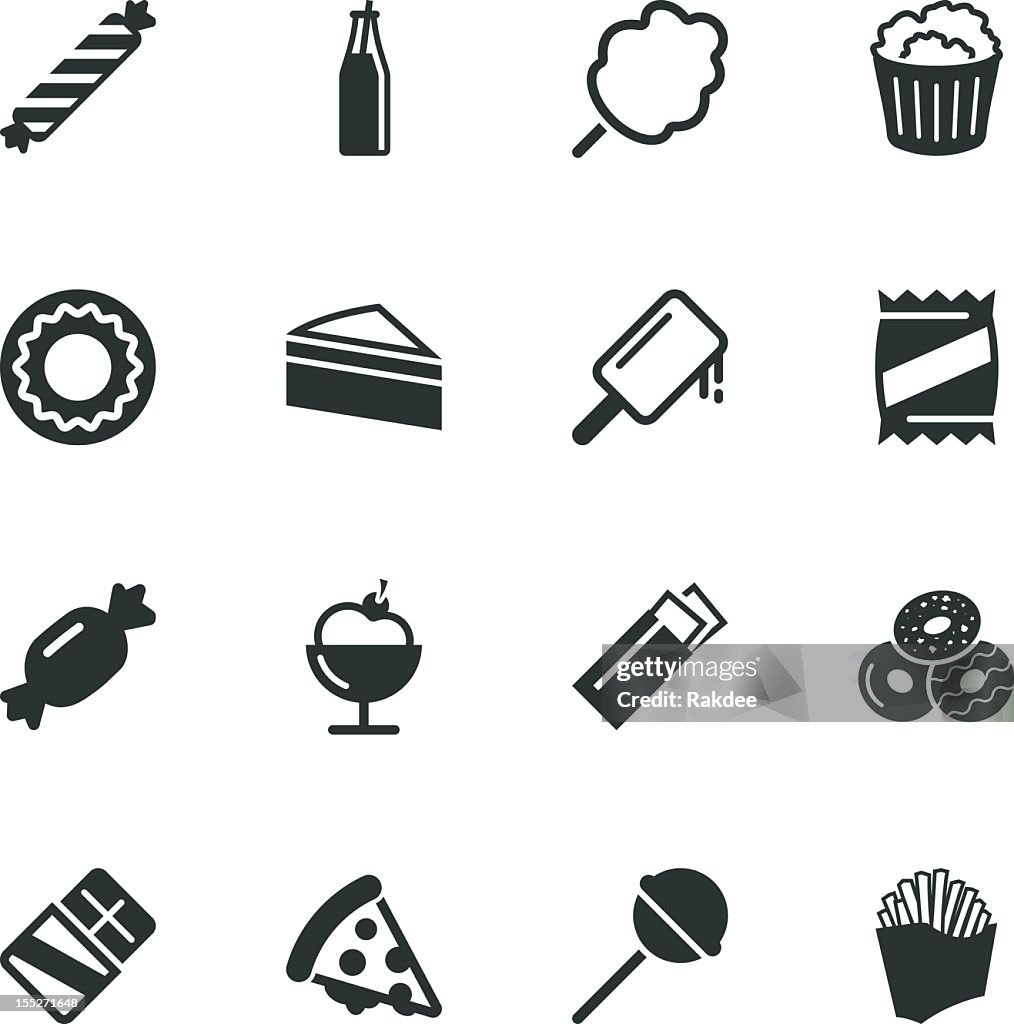 Junk Food Silhouette Icons