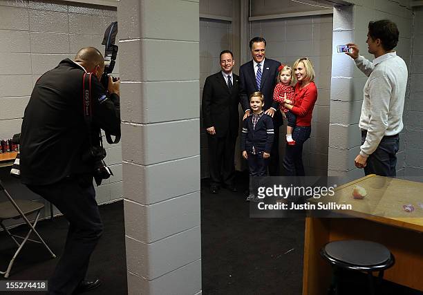 Republican presidential candidate, former Massachusetts Gov. Mitt Romney has his photo taken with Republican National Committee chairman Reince...