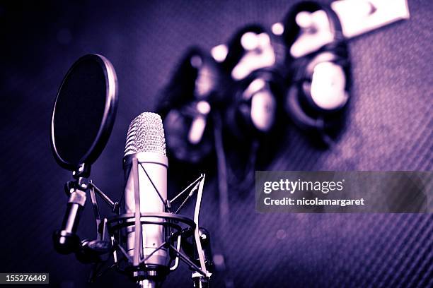 recording studio series:  microphone - golden mike stock pictures, royalty-free photos & images