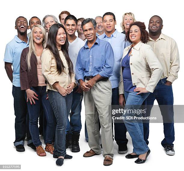 full body group of casually dressed diverse business people - large group of people all ages stock pictures, royalty-free photos & images