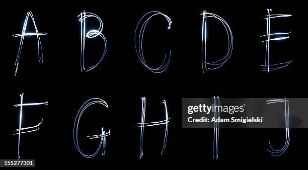 neon schriftart (teil 1 - light letters stock-fotos und bilder