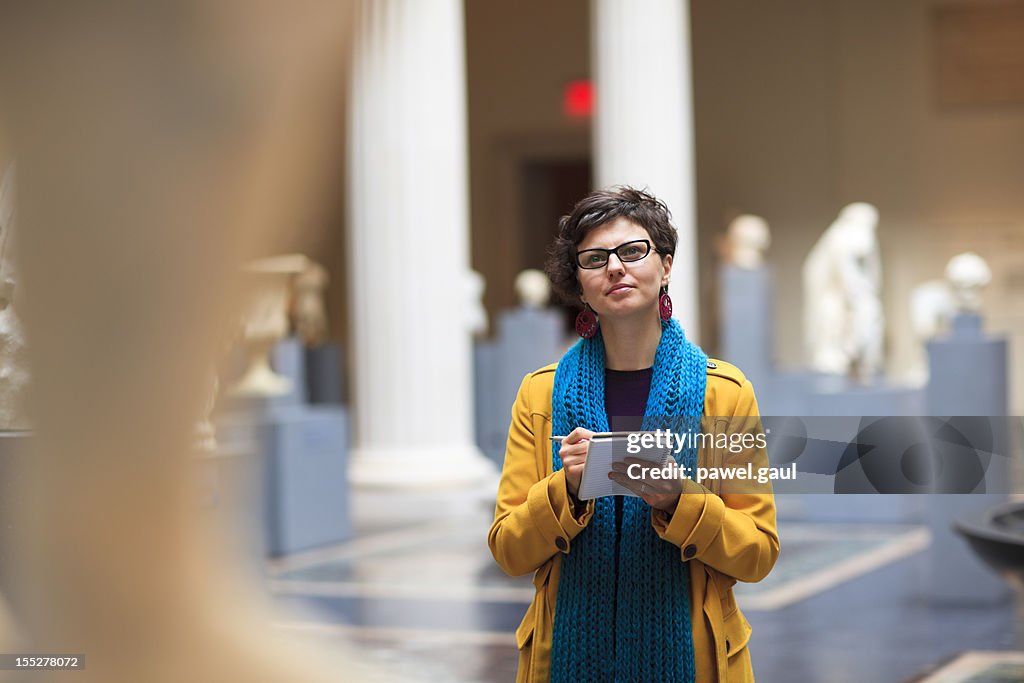 Young woman in museum