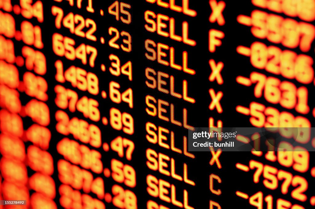 Crack de Bolsa de Valores de venda de finanças Números vermelhos