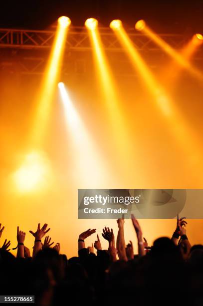 konzert menschenmenge - bühnenscheinwerfer stock-fotos und bilder