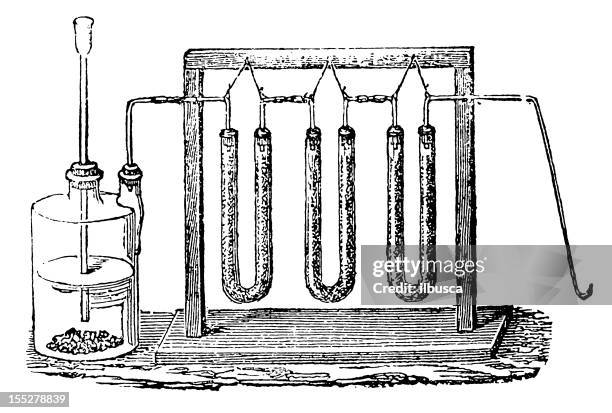 antique scientific experiments - chemistry class stock illustrations