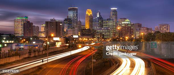 minneapolis, minnesota twilight cityscape. - minneapolis skyline stock pictures, royalty-free photos & images