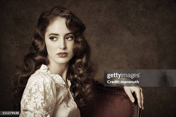 portrait of a sitting woman - fine art portrait stock pictures, royalty-free photos & images