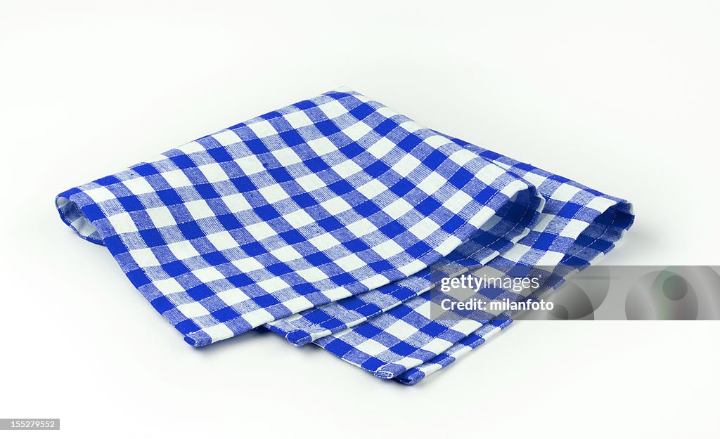 Blue and white napkin