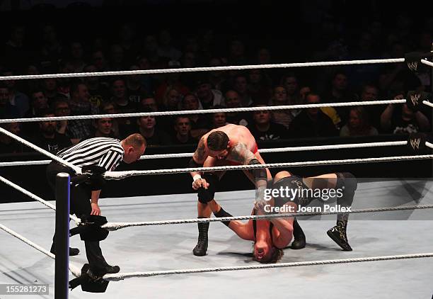 Randy Orton competes in the ring against Wade Barrett during the WWE SmackDown World Tour at O2 World on November 2, 2012 in Hamburg, Germany.