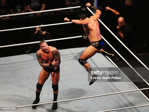 Randy Orton competes in the ring against Wade Barrett during the WWE SmackDown World Tour at O2 World on November 2, 2012 in Hamburg, Germany.