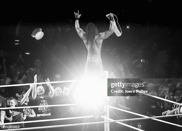 Kofi Kingston competes in the ring against The Miz during the WWE SmackDown World Tour at O2 World on November 2, 2012 in Hamburg, Germany.